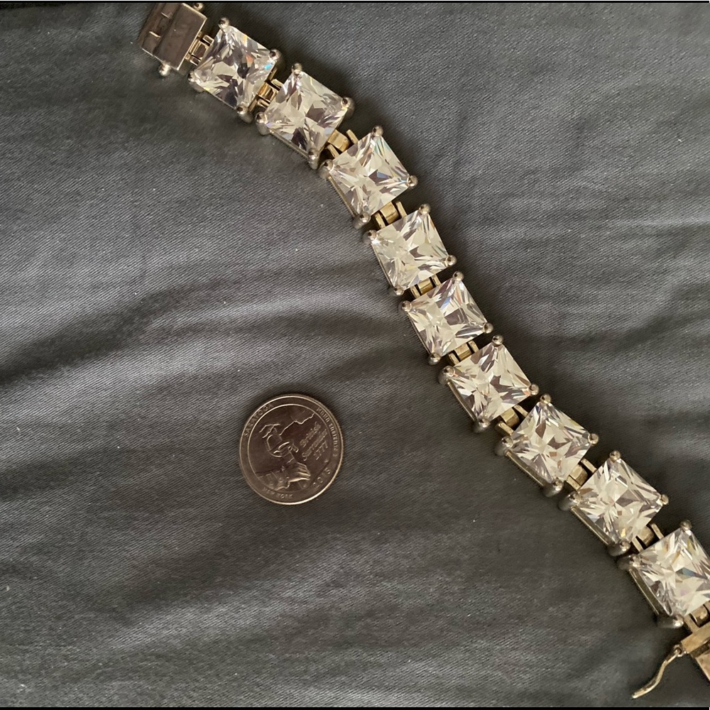 Vintage Sterling silver, chunky crystal bracelet